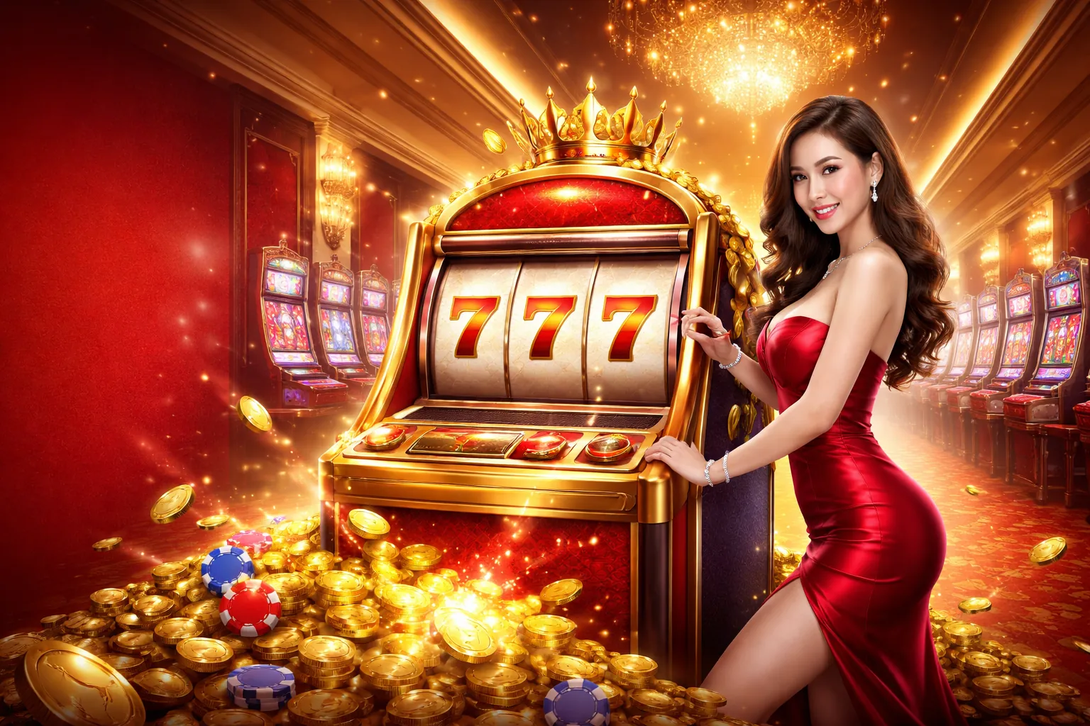 Hình ảnh chính Nổ Hũ dagac3 tải game với người chơi đang quay hũ, biểu tượng chiến thắng và tiền vàng bay ra, thể hiện sự kịch tính và cơ hội thắng lớn.